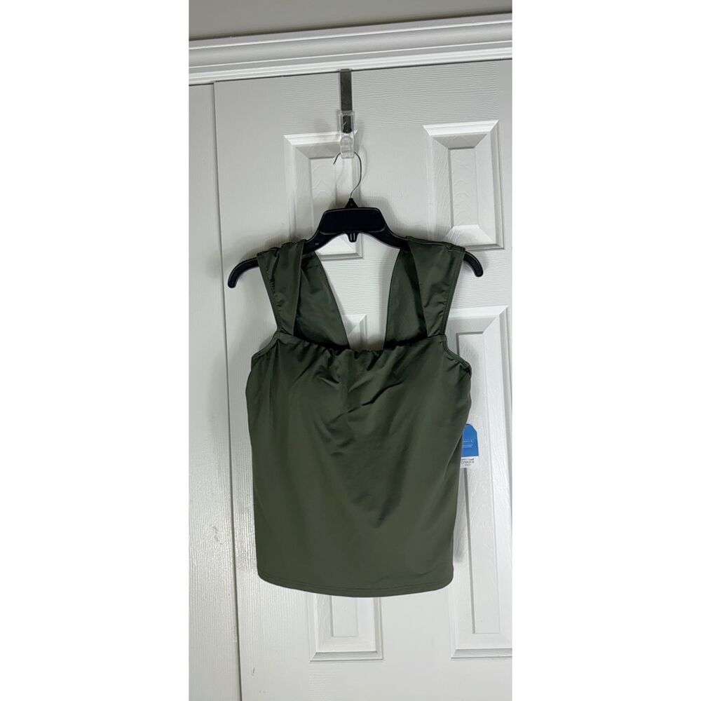 NWT Lands End Womens Green Swim Top Size 14